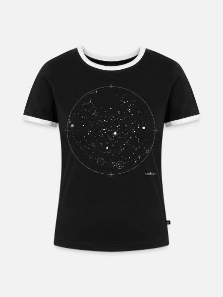 Sternkarte - Frauen Kontrast-T-Shirt - Schwarz/Weiß
