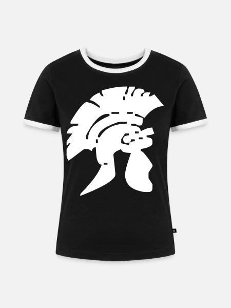 Römer-Helm - Frauen Kontrast-T-Shirt - Schwarz/Weiß
