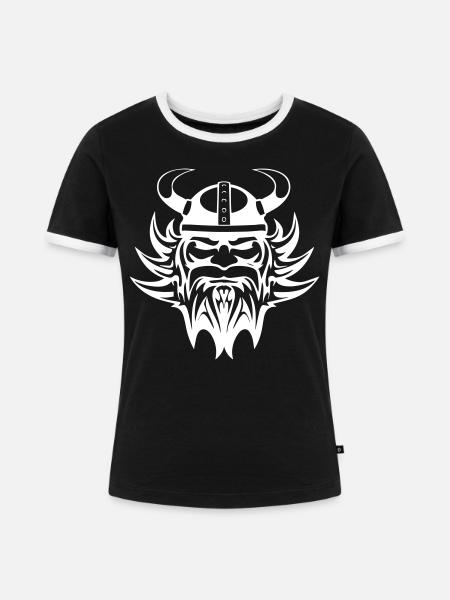Wikingerkopf - Wikinger - Frauen Kontrast-T-Shirt - Schwarz/Weiß