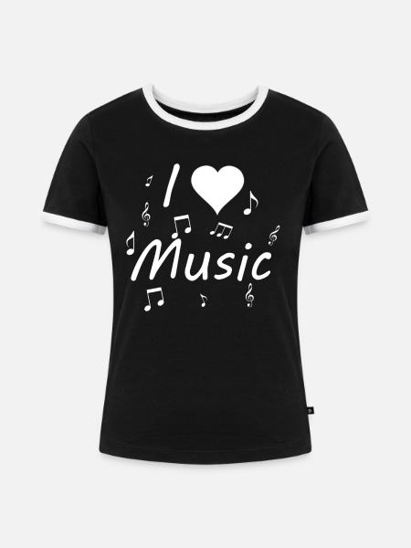 Musikliebe Herz Script - Frauen Kontrast-T-Shirt - Schwarz/Weiß