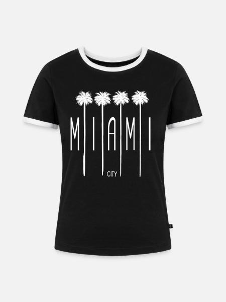 Miami Beach City - Frauen Kontrast-T-Shirt - Schwarz/Weiß