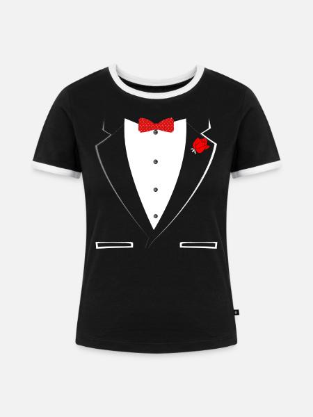 Smoking Gentleman Style - Frauen Kontrast-T-Shirt - Schwarz/Weiß
