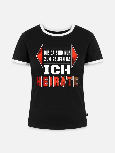 JGA Saufen Seite Mitte - Frauen Kontrast-T-Shirt - Schwarz/Weiß