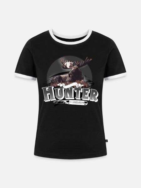 Hunter Jäger Jagen - Frauen Kontrast-T-Shirt - Schwarz/Weiß