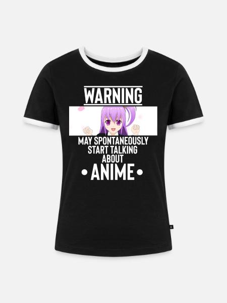 Anime - Frauen Kontrast-T-Shirt - Schwarz/Weiß
