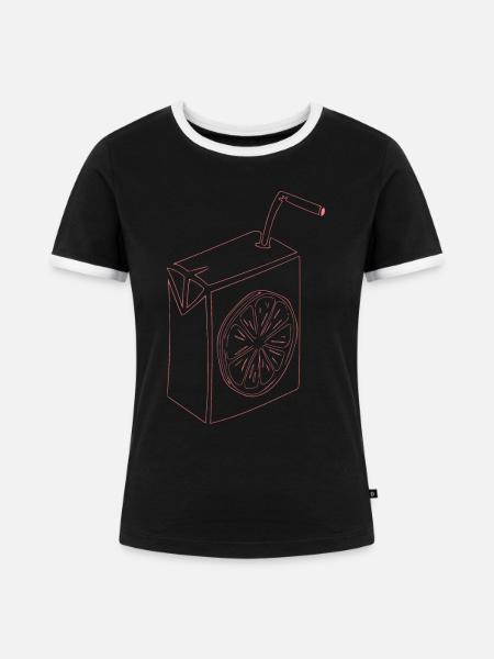 Zitrus Saftbox Illustration - Frauen Kontrast-T-Shirt - Schwarz/Weiß
