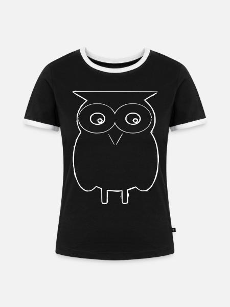 NachtEulen-Skizze - Frauen Kontrast-T-Shirt - Schwarz/Weiß