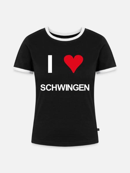 I love schwingen - Frauen Kontrast-T-Shirt - Schwarz/Weiß