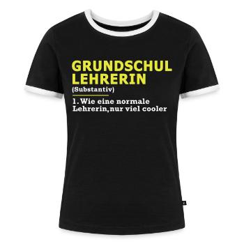 Grundschullehrerin Grundschule Lehrerin Geschenk - Frauen Kontrast-T-Shirt - Schwarz/Weiß - Vorne - Selfina (174cm)