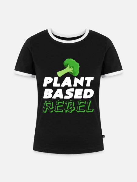 Plant Based Rebel - Frauen Kontrast-T-Shirt - Schwarz/Weiß