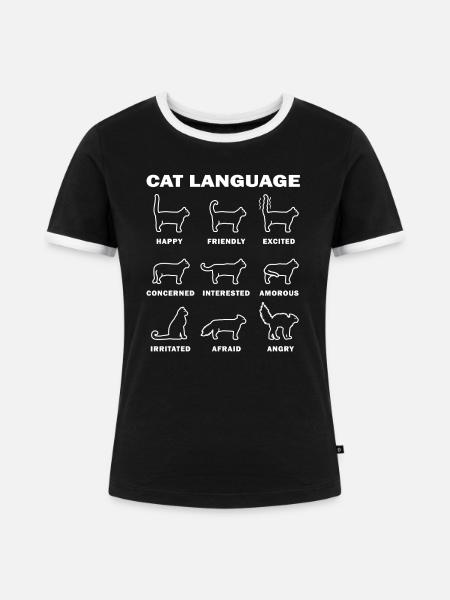 Sprache der Katzen - Frauen Kontrast-T-Shirt - Schwarz/Weiß