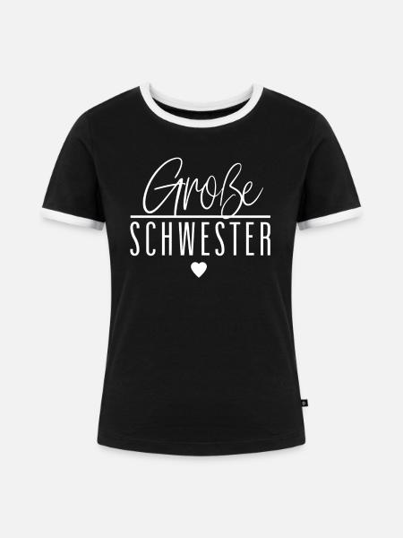 Große Schwester - Frauen Kontrast-T-Shirt - Schwarz/Weiß