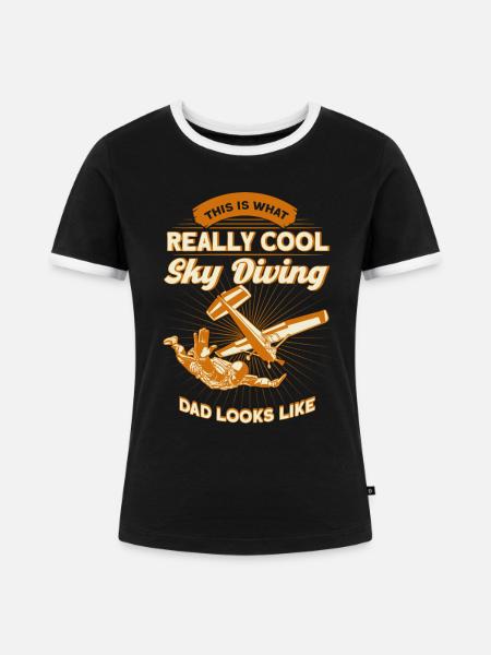 Skydive Fallschirmspringen Papa Geschenk - Frauen Kontrast-T-Shirt - Schwarz/Weiß
