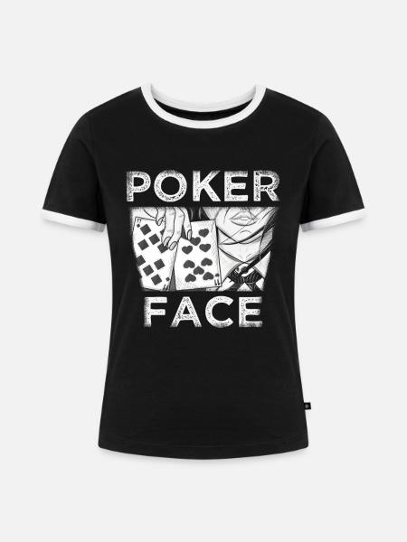 Pokerface - Frauen Kontrast-T-Shirt - Schwarz/Weiß