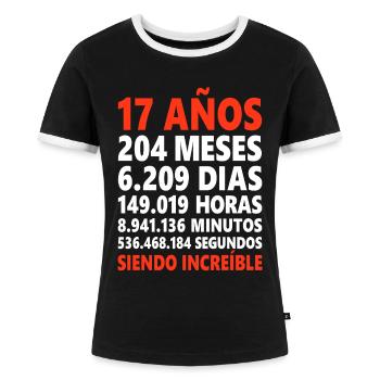 17. Geburtstag Spanien Spanisch Spruch Geschenk - Frauen Kontrast-T-Shirt - Schwarz/Weiß - Vorne - Selfina (174cm)