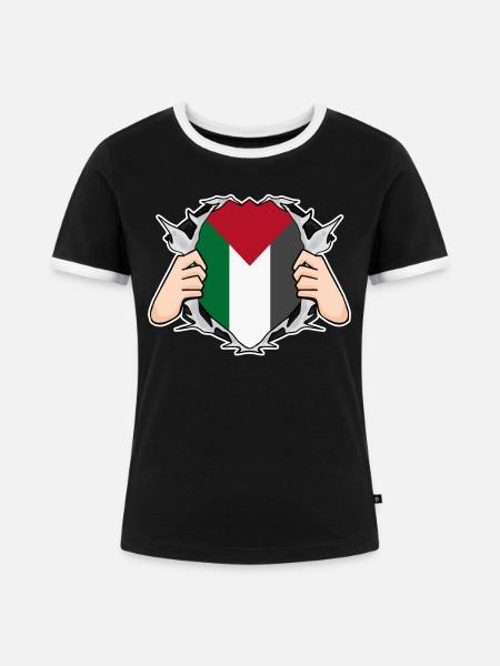 Palästina - Frauen Kontrast-T-Shirt - Schwarz/Weiß