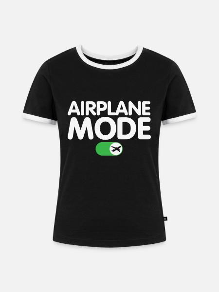 Flugzeugmodus auf lustigem Pilotendesign - Frauen Kontrast-T-Shirt - Schwarz/Weiß