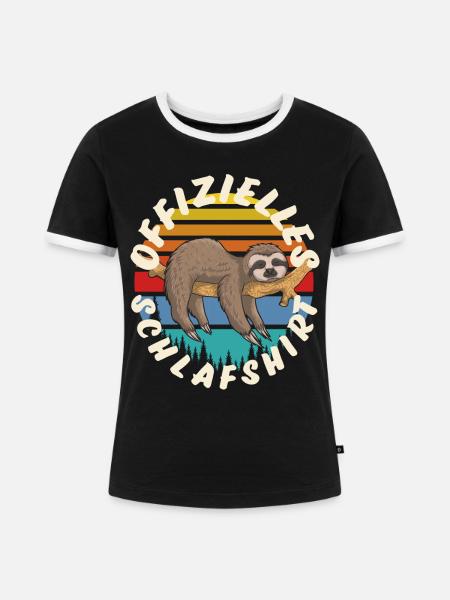 Faultier - Frauen Kontrast-T-Shirt - Schwarz/Weiß