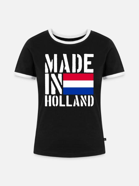 Holland Holländer Lustiger Spruch - Frauen Kontrast-T-Shirt - Schwarz/Weiß