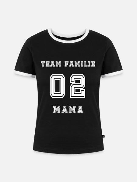 Team Familie 02 Mama - Frauen Kontrast-T-Shirt - Schwarz/Weiß