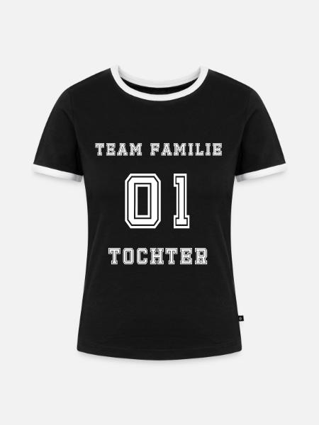 Team Family 01 Tochter - Frauen Kontrast-T-Shirt - Schwarz/Weiß