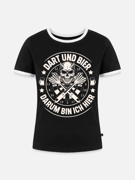 Dart Und Bier - Frauen Kontrast-T-Shirt - Schwarz/Weiß