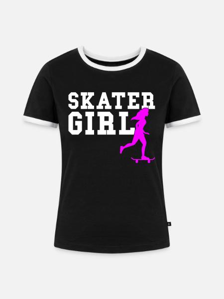 skater girl - Frauen Kontrast-T-Shirt - Schwarz/Weiß