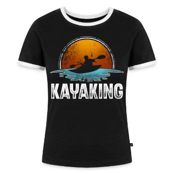 Kajak Kajakfahrer Kajaker - Frauen Kontrast-T-Shirt - Schwarz/Weiß - Vorne - Selfina (174cm)
