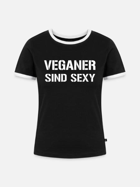 Veganer Spruch - Frauen Kontrast-T-Shirt - Schwarz/Weiß