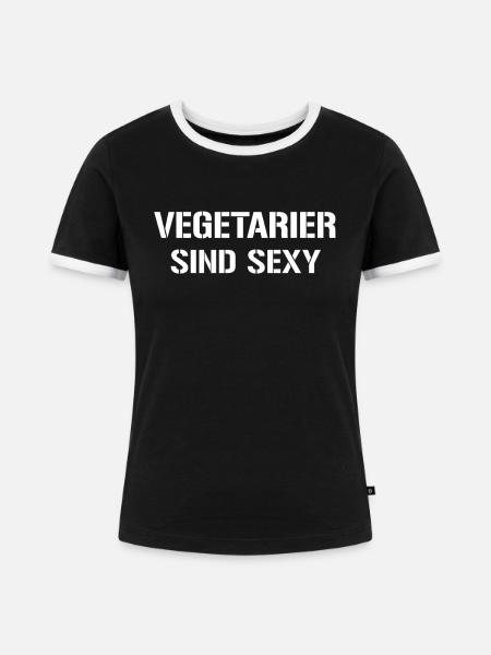 Vegetarier Spruch - Frauen Kontrast-T-Shirt - Schwarz/Weiß