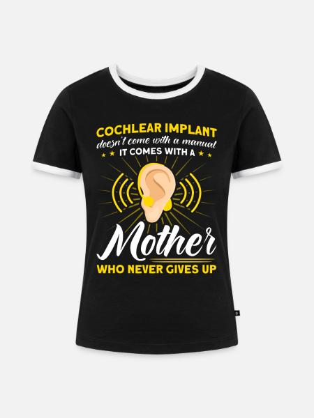 Hörgerät Gebärdensprache Gehörlose - Frauen Kontrast-T-Shirt - Schwarz/Weiß