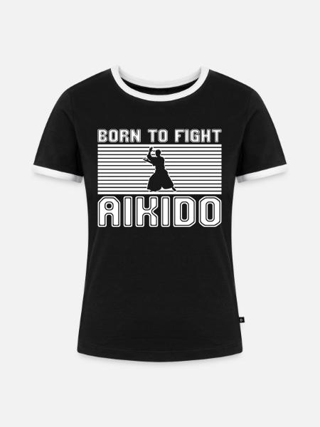 Aikido - Frauen Kontrast-T-Shirt - Schwarz/Weiß