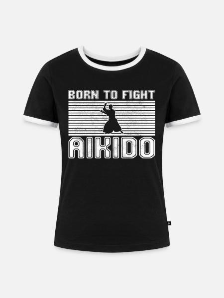 Aikido - Frauen Kontrast-T-Shirt - Schwarz/Weiß