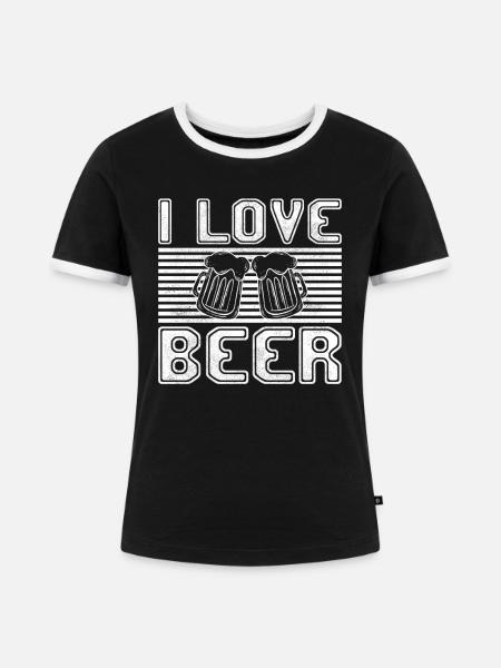 I love beer - Frauen Kontrast-T-Shirt - Schwarz/Weiß
