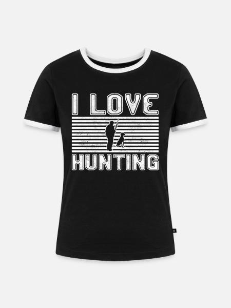 I love hunting - Frauen Kontrast-T-Shirt - Schwarz/Weiß