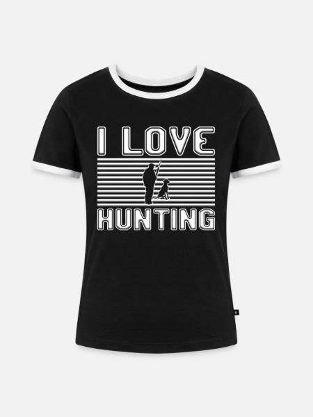 I love hunting - Frauen Kontrast-T-Shirt - Schwarz/Weiß