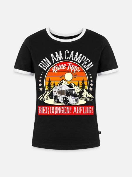 Camping Camper Campen - Frauen Kontrast-T-Shirt - Schwarz/Weiß