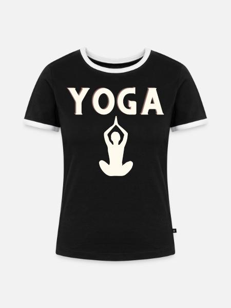 yoga - Frauen Kontrast-T-Shirt - Schwarz/Weiß