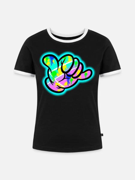 Shaka Graffiti Farbexplosion - Frauen Kontrast-T-Shirt - Schwarz/Weiß