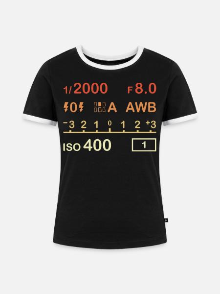 Digitale Fotokamera - Frauen Kontrast-T-Shirt - Schwarz/Weiß