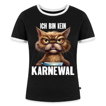 Ich Bin Kein Karnewal Anti Karneval Fasching - Frauen Kontrast-T-Shirt - Schwarz/Weiß - Vorne - Selfina (174cm)