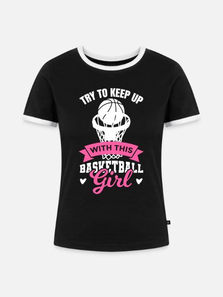 Basketball Mädchen - Frauen Kontrast-T-Shirt - Schwarz/Weiß