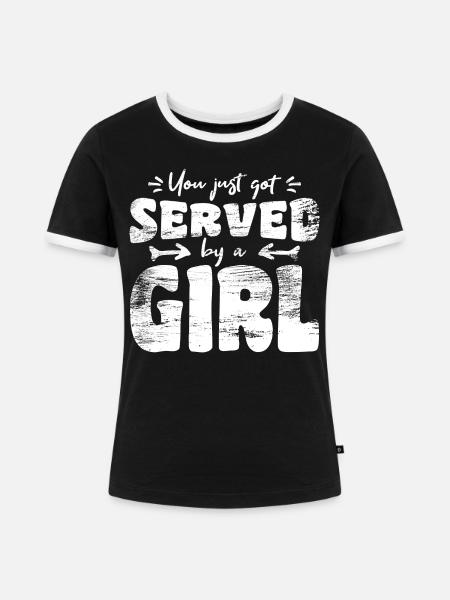 Tischtennis Mädchen - Frauen Kontrast-T-Shirt - Schwarz/Weiß