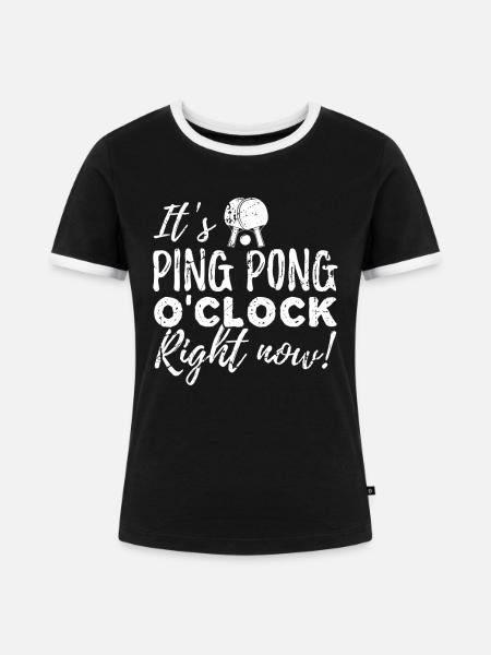 It's Ping Pong o'Clock - Frauen Kontrast-T-Shirt - Schwarz/Weiß
