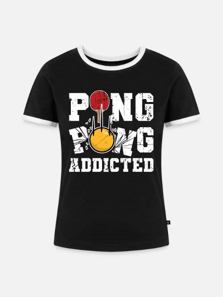Lustiger Ping Pong Spruch - Frauen Kontrast-T-Shirt - Schwarz/Weiß