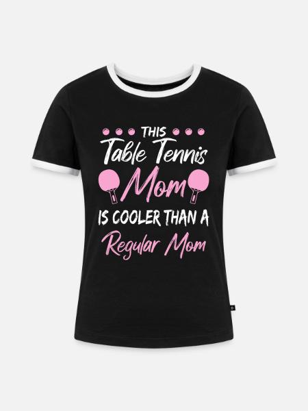 Ping Pong Mama - Frauen Kontrast-T-Shirt - Schwarz/Weiß