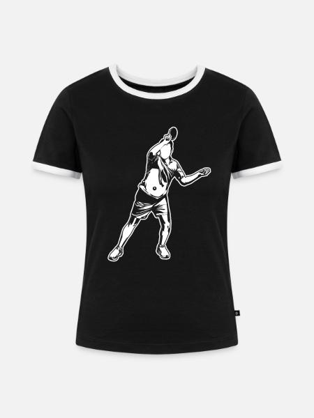Tischtennisspieler - Frauen Kontrast-T-Shirt - Schwarz/Weiß