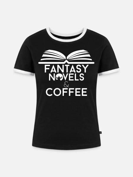 Book Lover Fantasy Romane und Kaffee - Frauen Kontrast-T-Shirt - Schwarz/Weiß