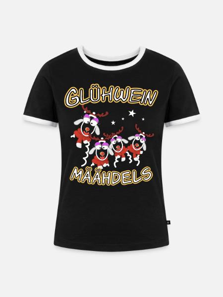 Glühwein Mädels - Frauen Kontrast-T-Shirt - Schwarz/Weiß