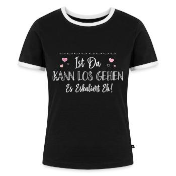 Bin Da Kann Los Gehen Personalisierbar Name Namen - Frauen Kontrast-T-Shirt - Schwarz/Weiß - Vorne - Selfina (174cm)